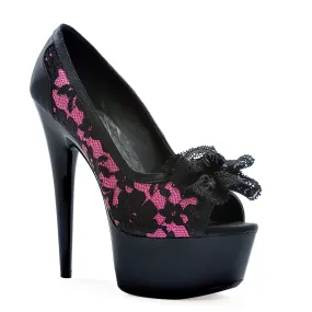 609-VALENTINA 6" LACE OVERLAY PEEP TOE PUMP