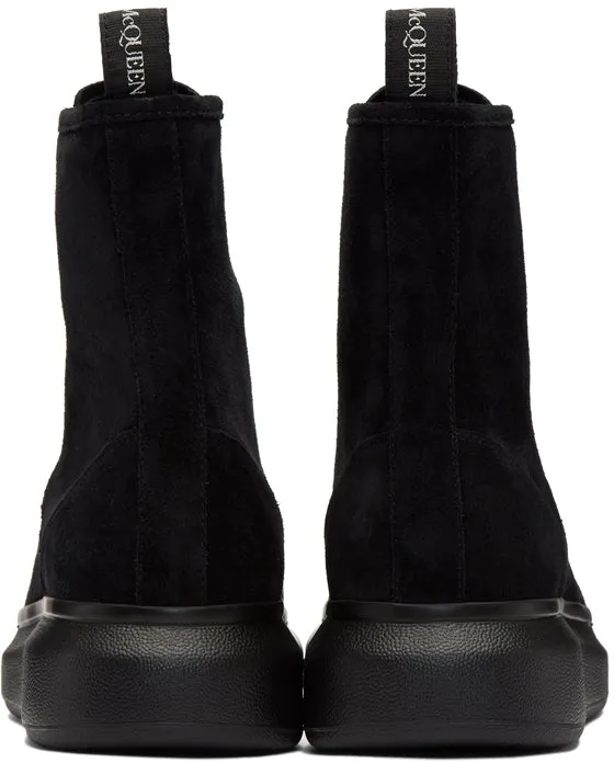 Alexander McQueen Black Suede Lace-Up Boots