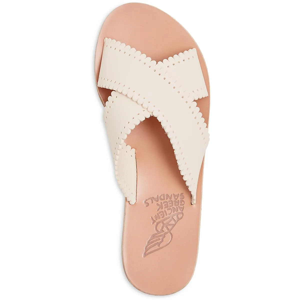 Ancient Greek Sandals Womens Philourgos Leather Crisscross Slide Sandals
