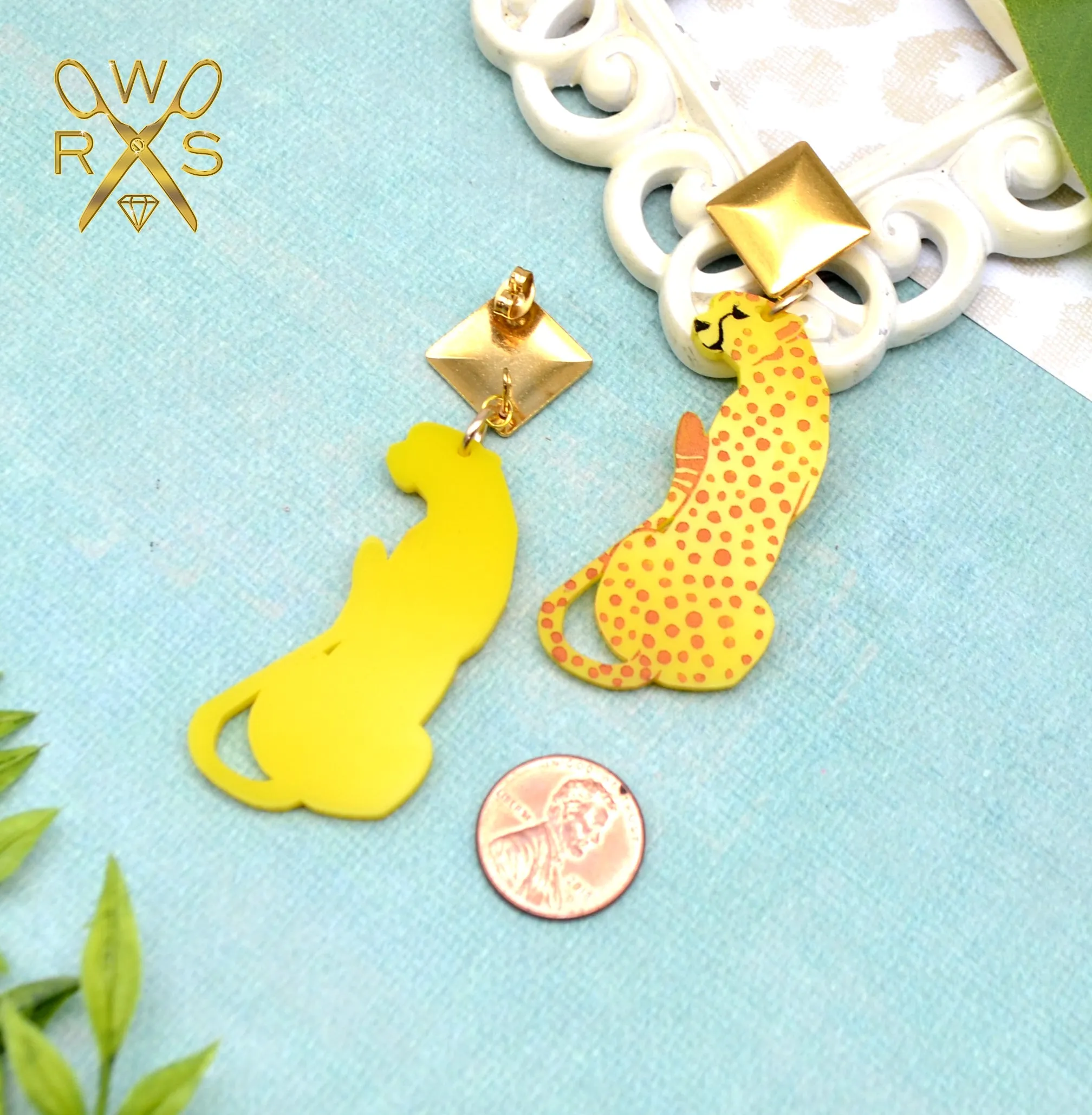 Big Cat Energy Yellow Cheetah Laser Cut Acrylic Earrings