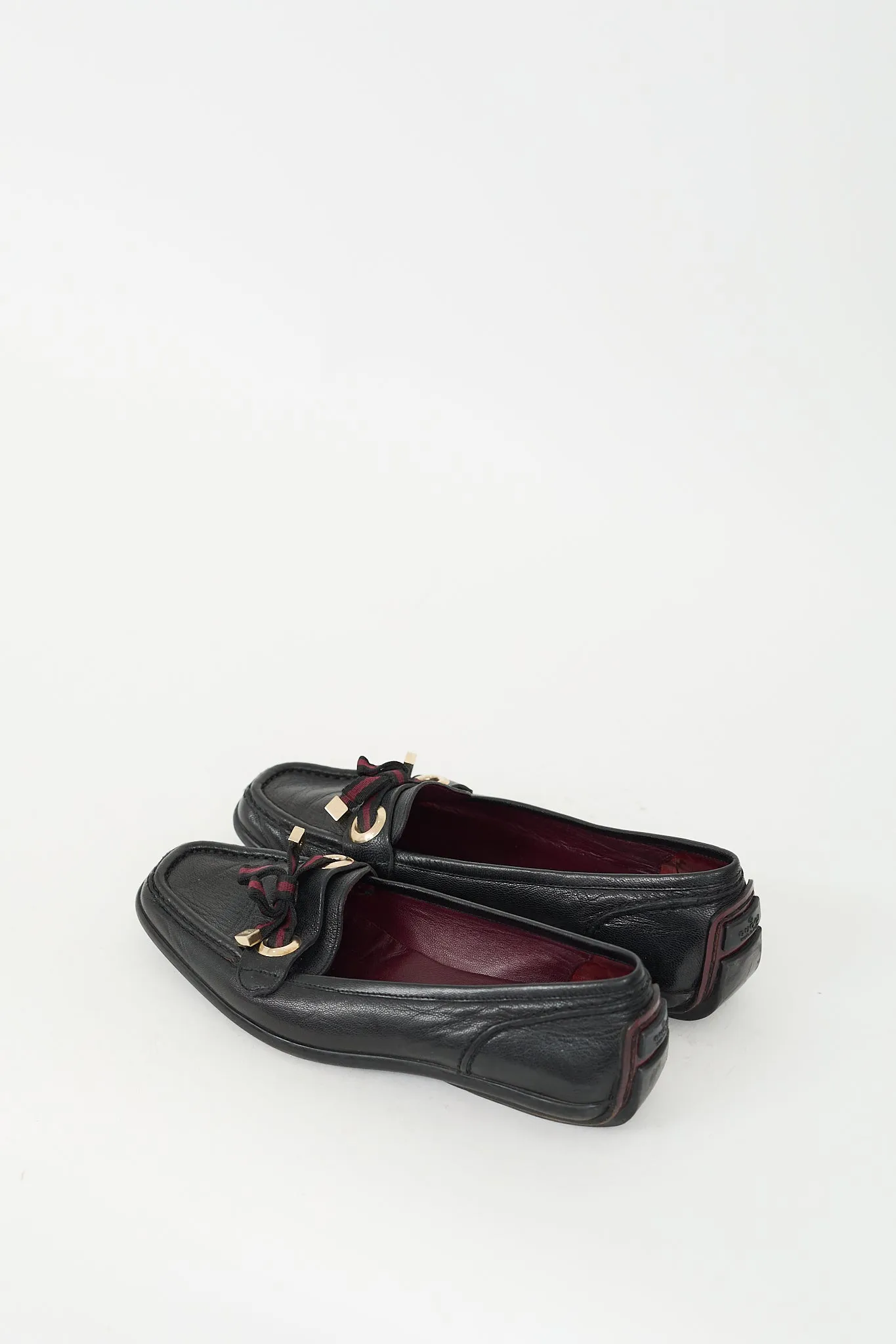 Black Leather Bow Loafer