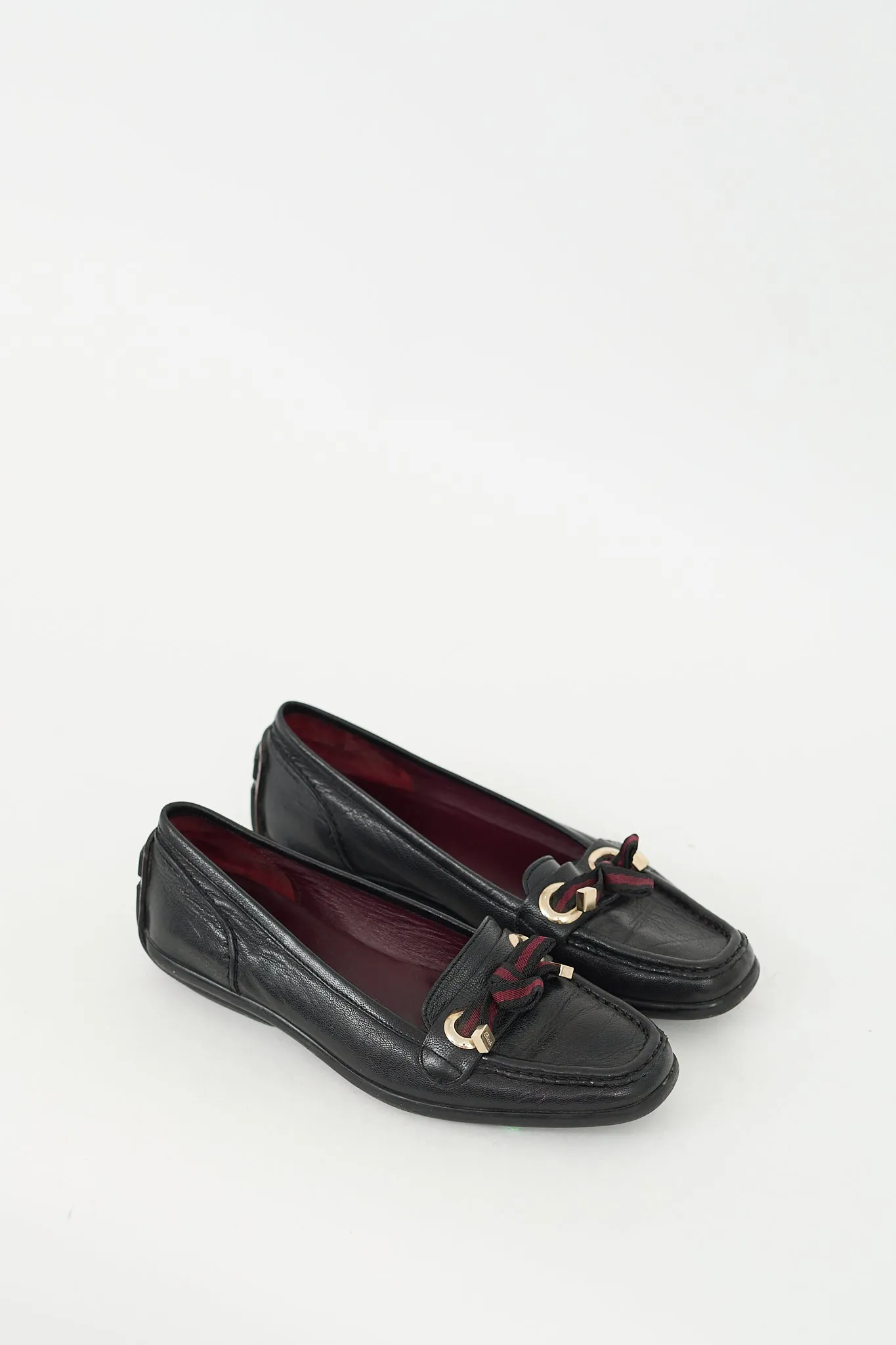Black Leather Bow Loafer