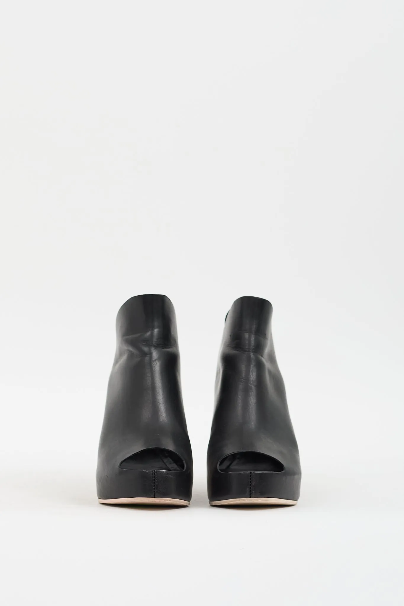 Black Leather Glove Slingback Heeled Mule
