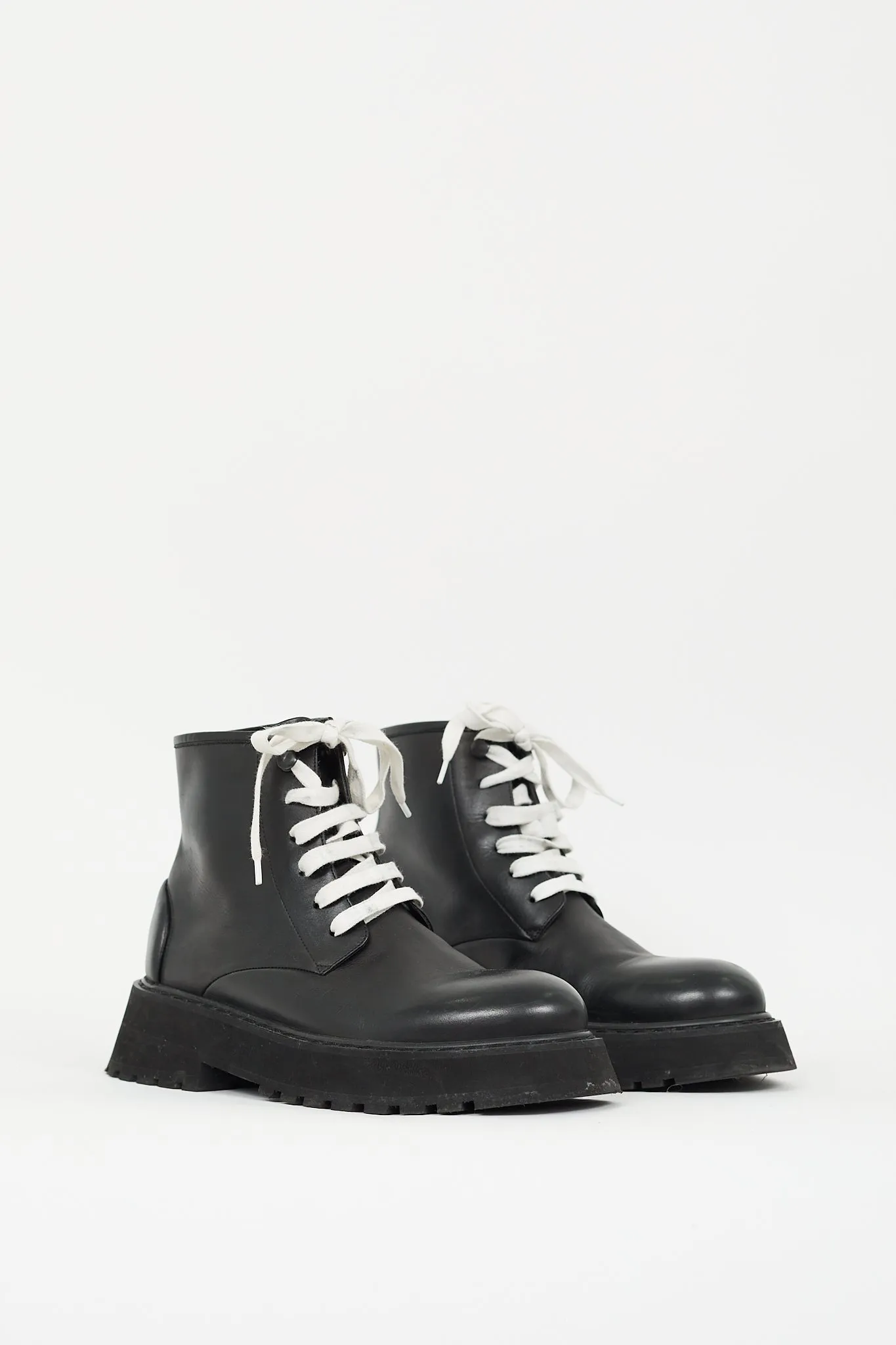 Black Leather Micarro Platform Ankle Boot