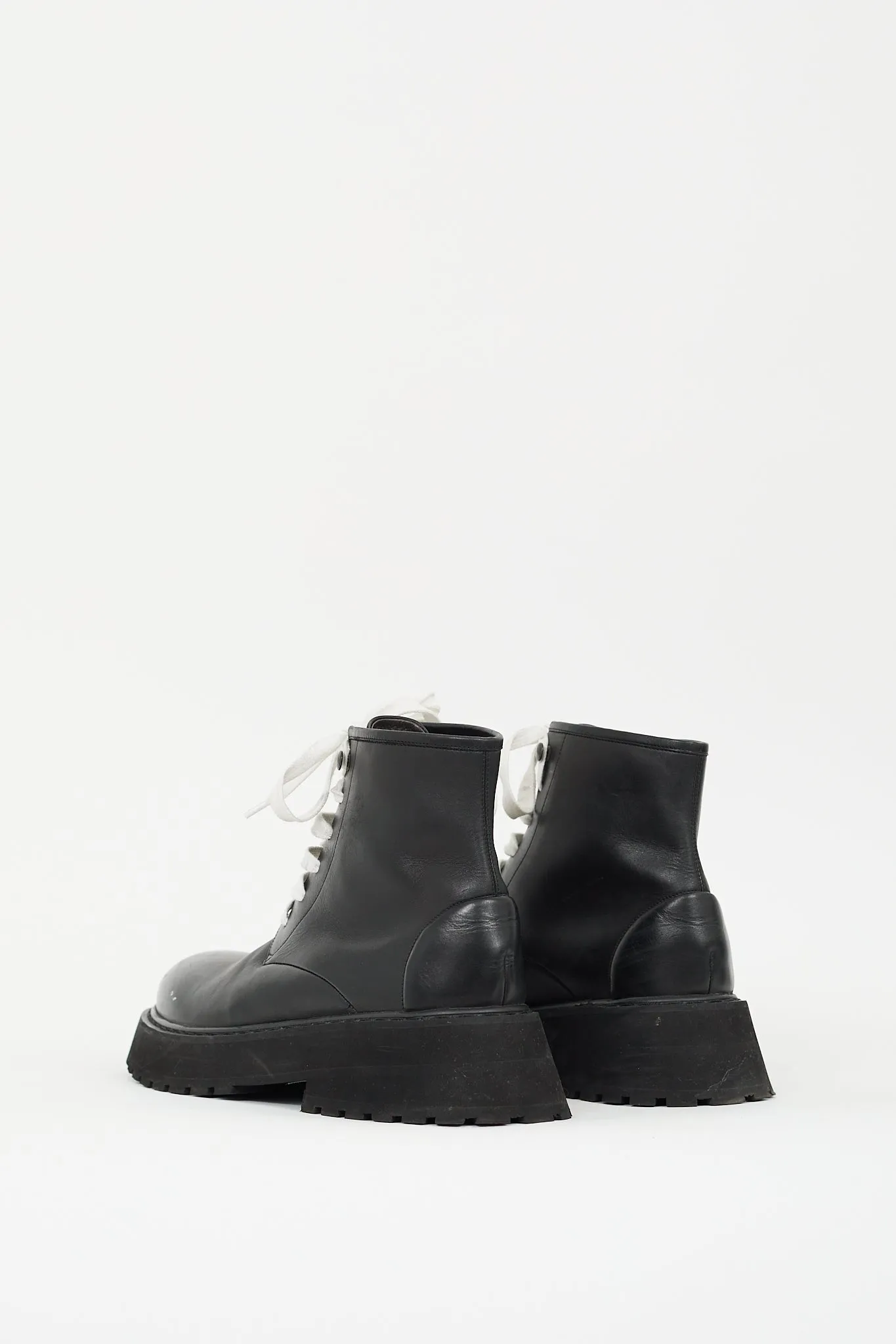 Black Leather Micarro Platform Ankle Boot