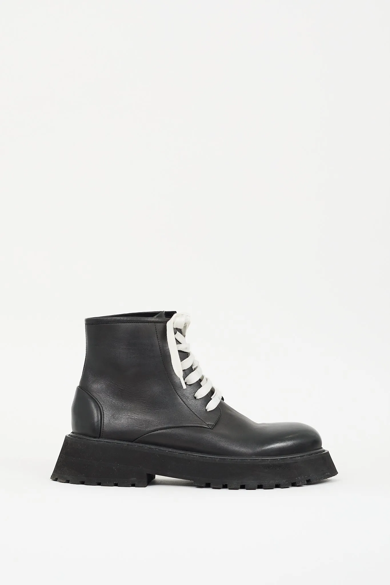Black Leather Micarro Platform Ankle Boot