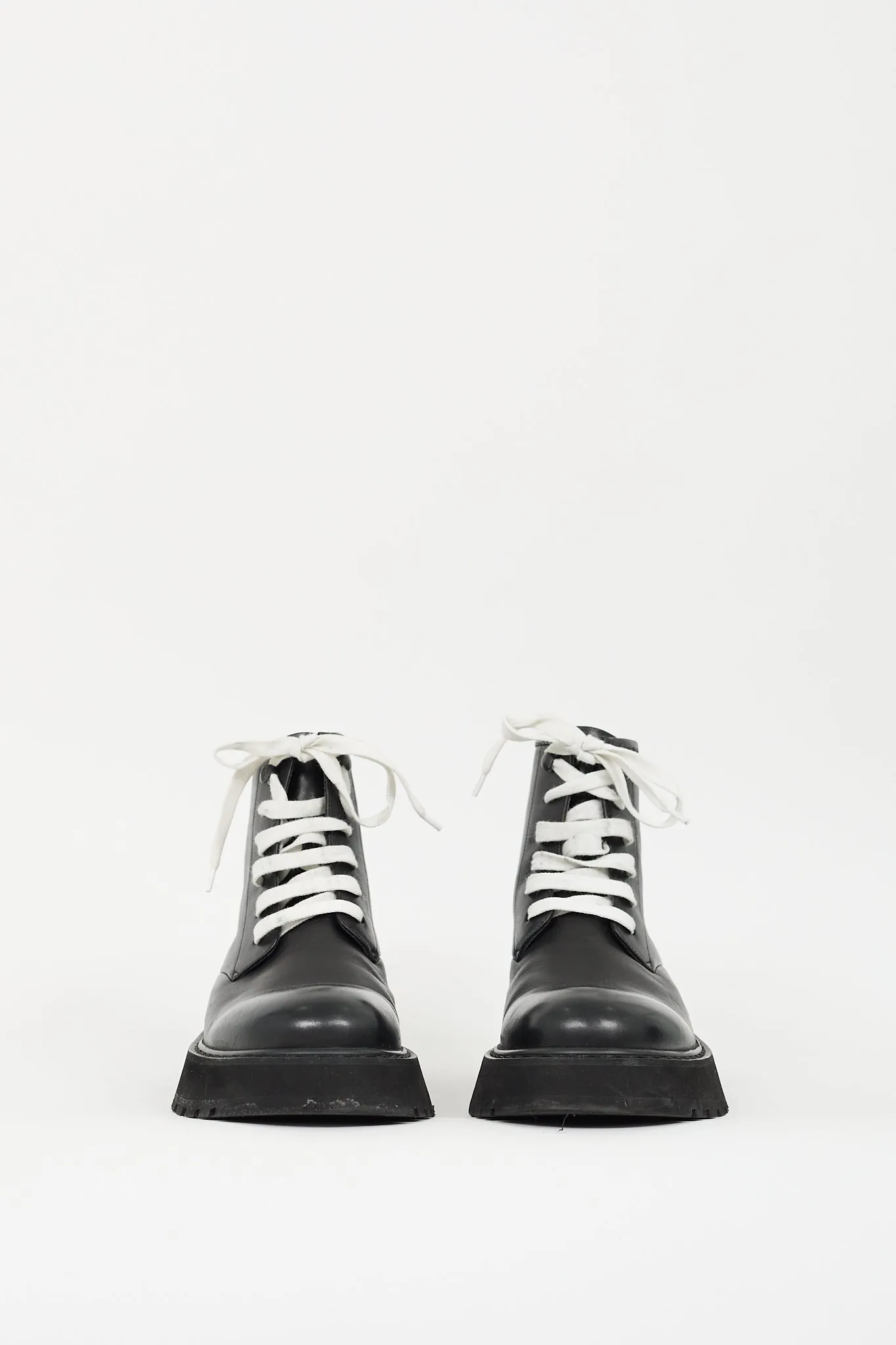 Black Leather Micarro Platform Ankle Boot