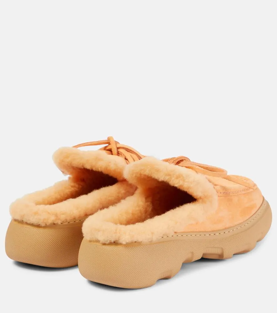 Burberry Stony faux fur-lined suede mules