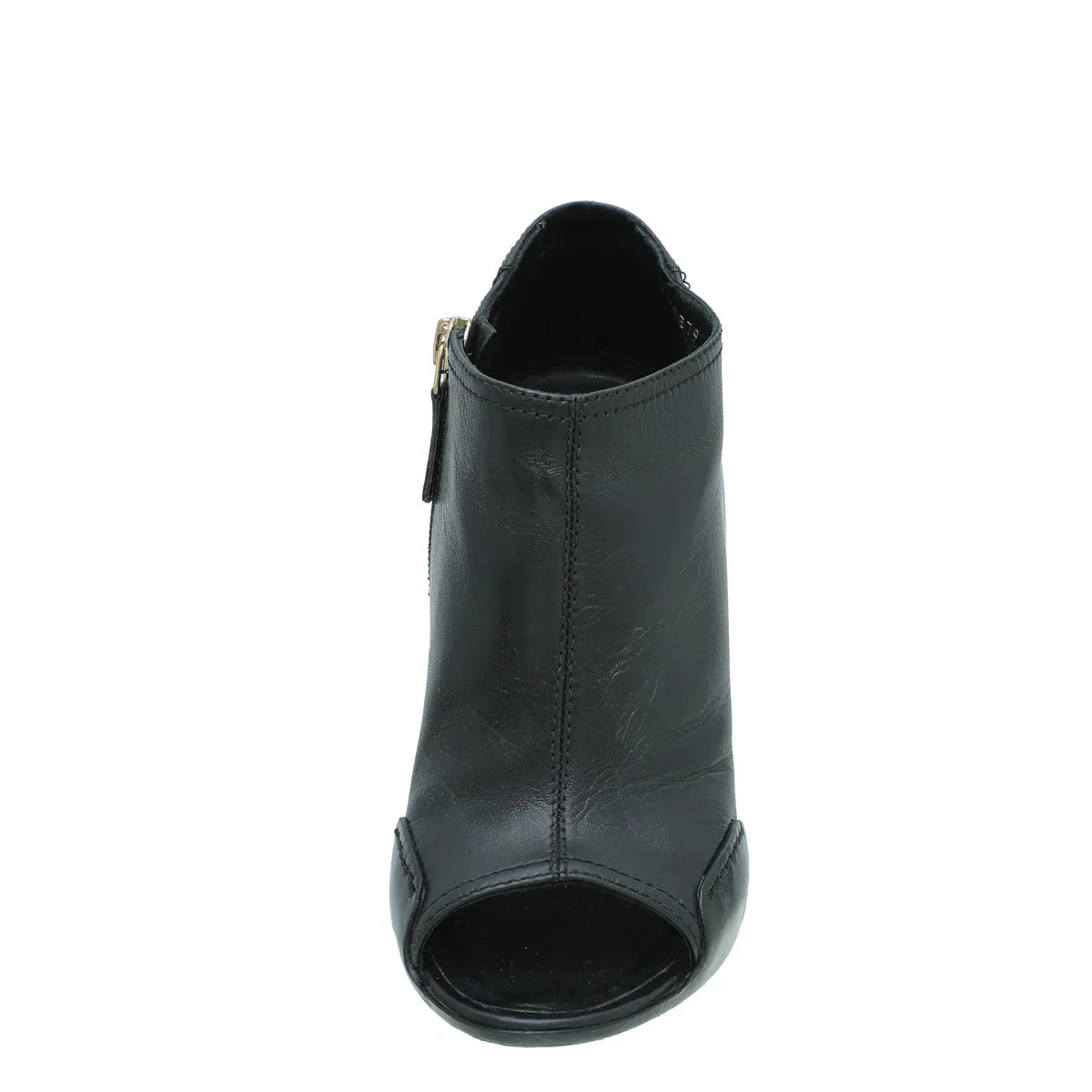 Chanel Black CC Peep Toe Ankle Boot 36