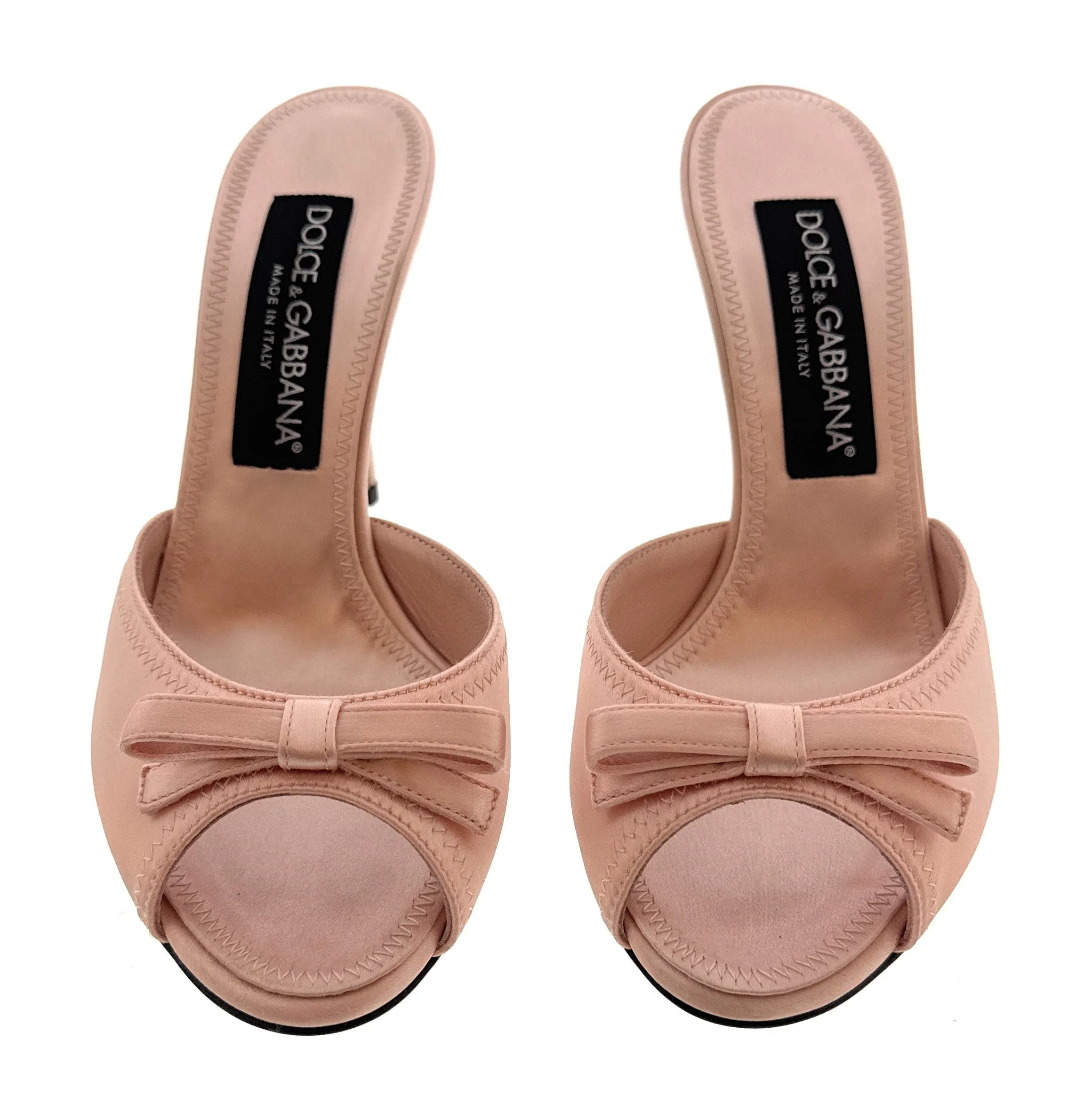 Dolce & Gabbana Pink Satin Bow Peep Toe Stiletto Heels-EU36.5