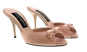 Dolce & Gabbana Pink Satin Bow Peep Toe Stiletto Heels-EU36.5