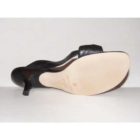 Etienne Aigner MADERA Black Leather Mules Sandal