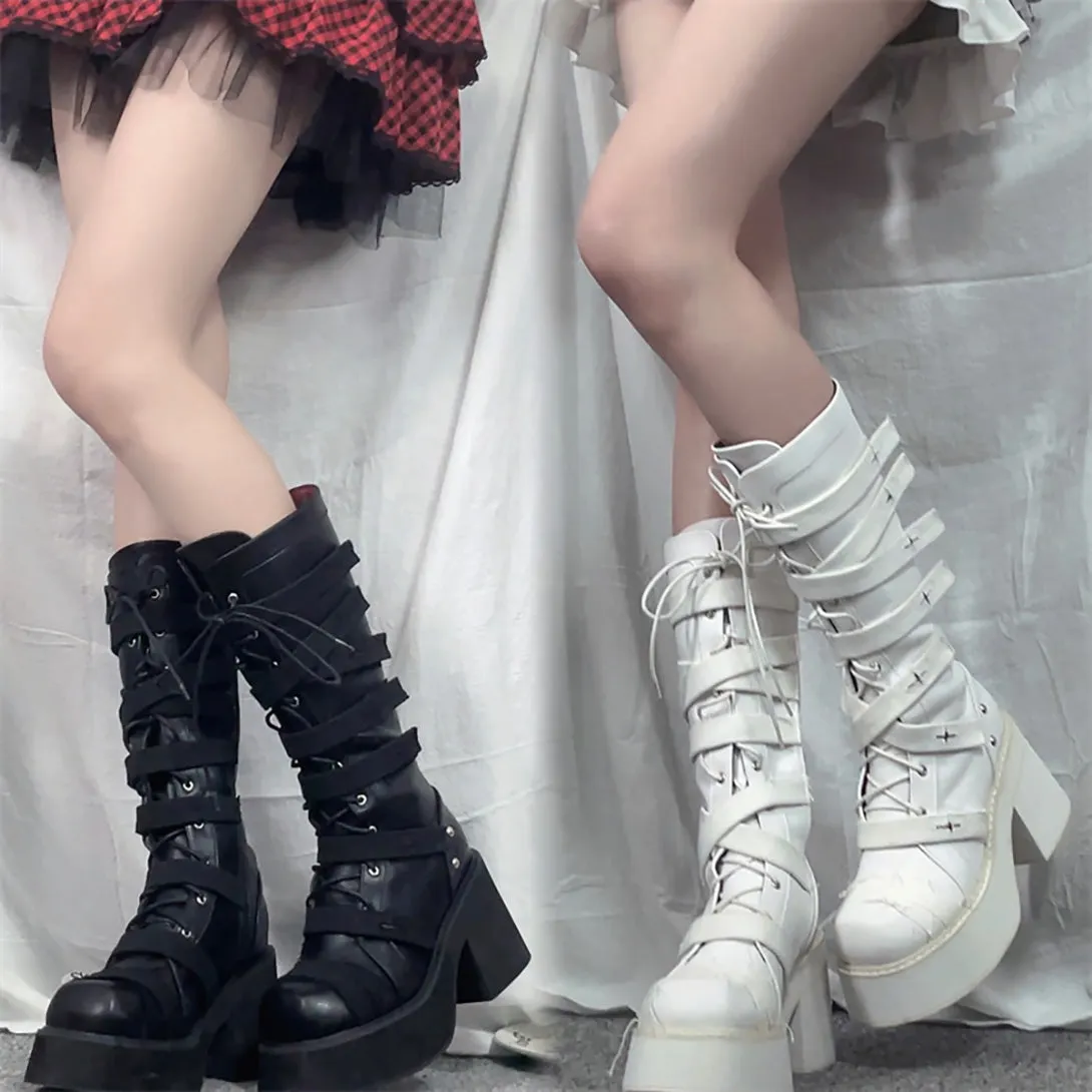 Gothic Grunge Lace Up Boots