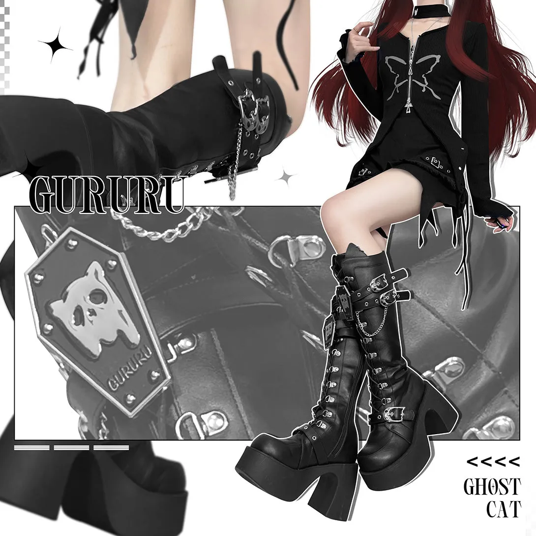 Gothic Knee High Lace Up Boots