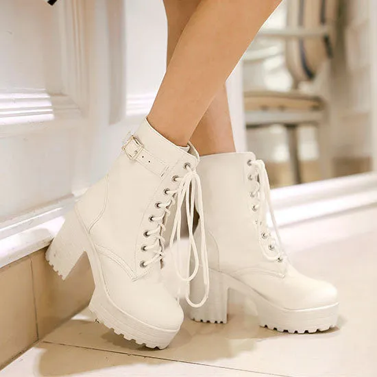 Lace Up High Heel Boots