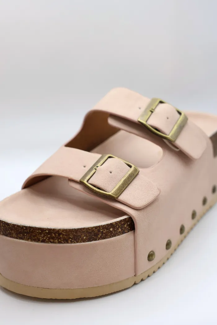 Maddie Double Buckle Sandal in Pink