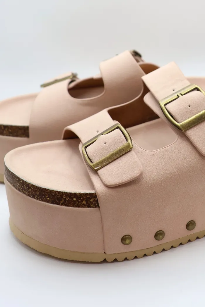 Maddie Double Buckle Sandal in Pink