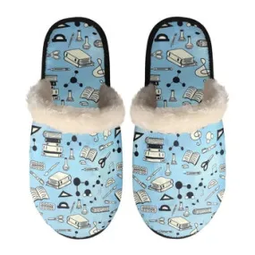 Math Science Print on Demand Artwork Women's Fur Lined House Slippers