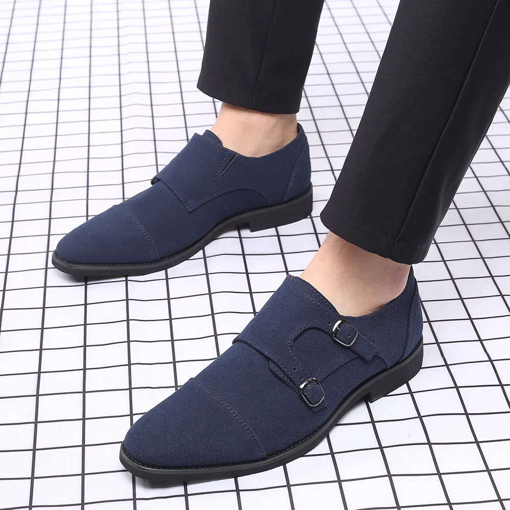 Men's Suede Double Monk Strap Loafers