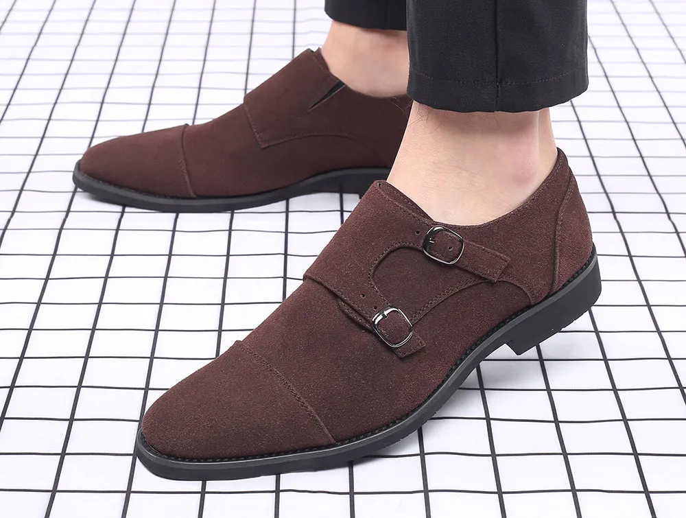 Men's Suede Double Monk Strap Loafers