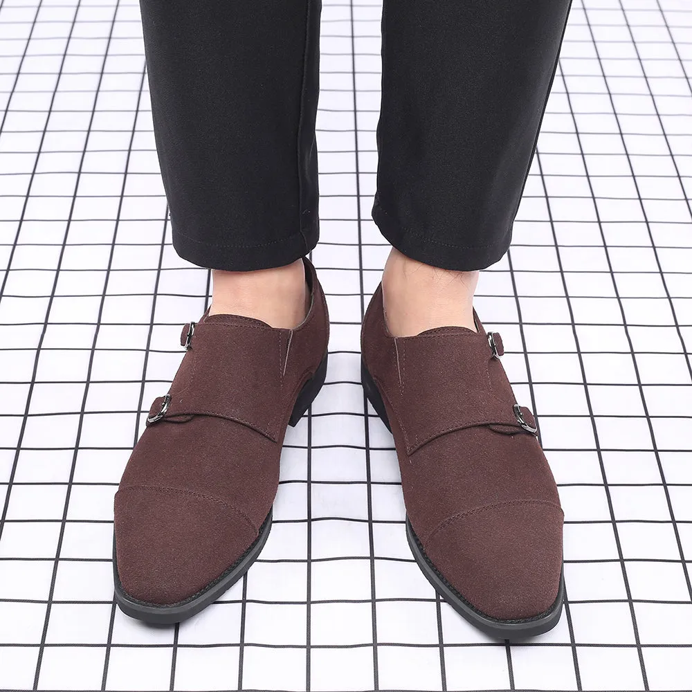 Men's Suede Double Monk Strap Loafers