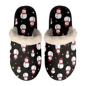 Merry Christmas Print on Demand Artwork Women's Fur Lined House Slippers