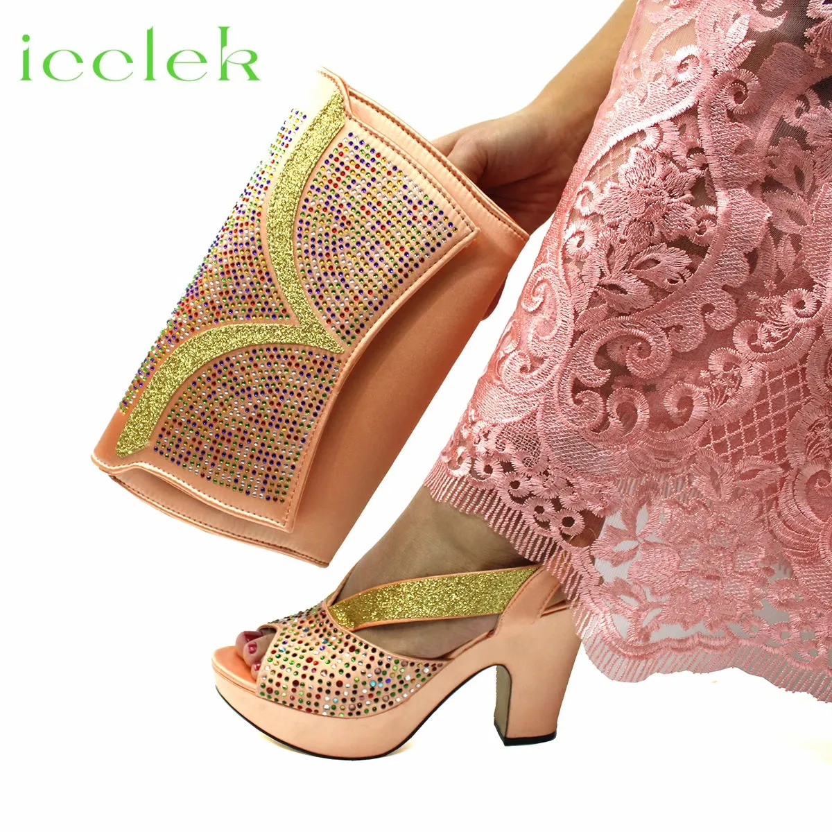 New Design African Women Shoes and Bag Set