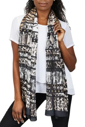 Roberto Cavalli C3802C932 525 Brown Animal Print Scarf