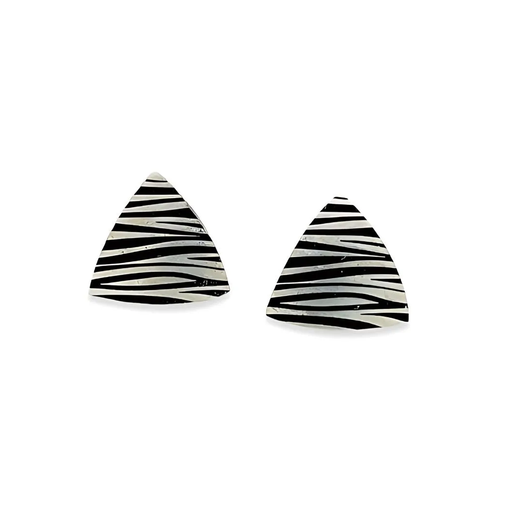 Zebra Print Trillion Stud Earrings